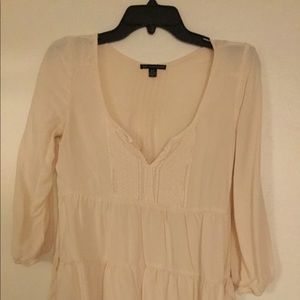 White peasant style long sleeve blouse